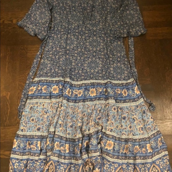 Blue Floral Square-Neck Women’s Dress - Picture 9 of 10
